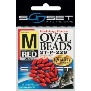 SUNSET OVAL BEADS RED